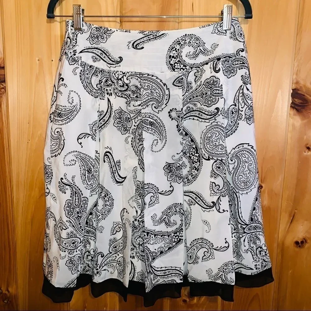 Allison Taylor silk black/white paisley skirt 4